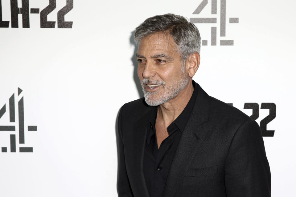 Actor George Clooney poses for photographers on arrival at the premiere of the television mini-series 'Catch22', in London, Wednesday, May 15, 2019. (Photo by Grant Pollard/Invision/AP)