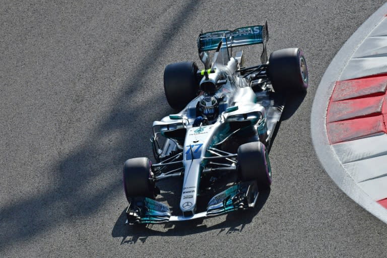 Mercedes' Finnish driver Valtteri Bottas steers his car during the third practice session ahead of the Abu Dhabi Formula One Grand Prix at the Yas Marina circuit on November 25, 2017