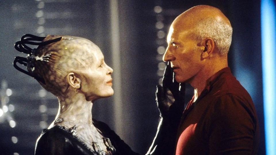 The Borg Queen (Alice Krige) and Picard (Patrick Stewart) in Star Trek: First Contact. 