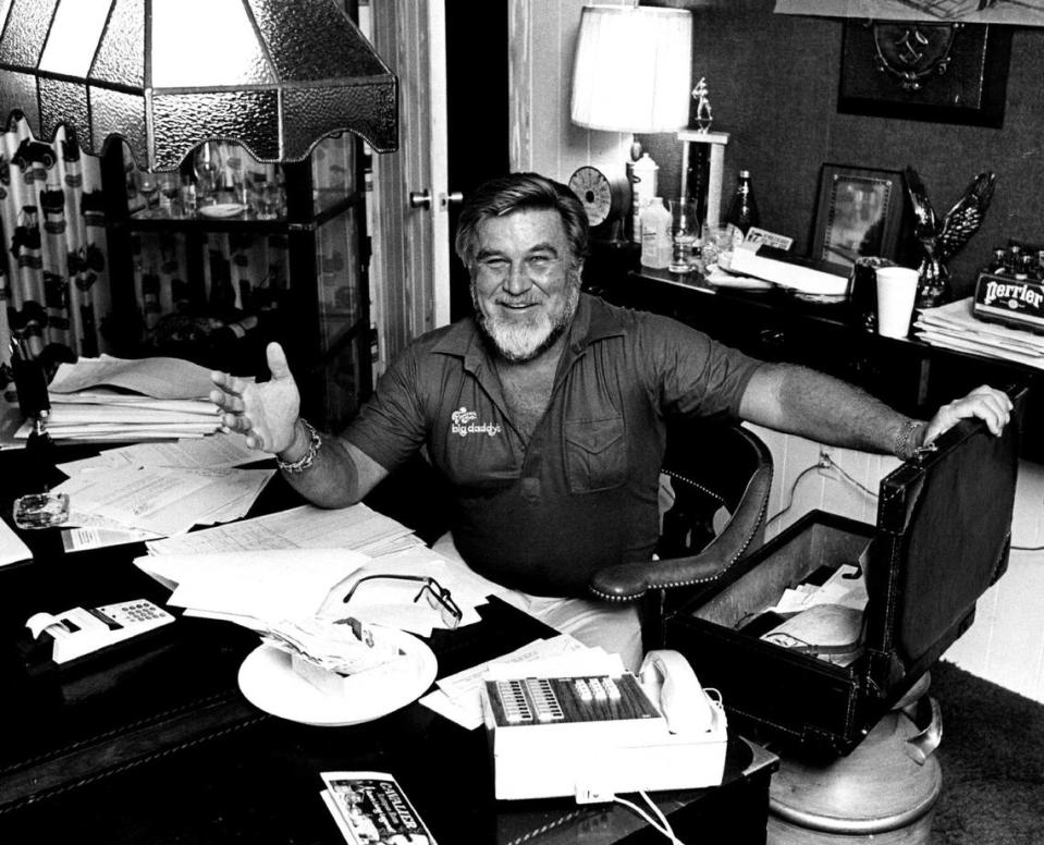 Joseph G. Flanigan, president of Big Daddy's, at his desk in 1981.