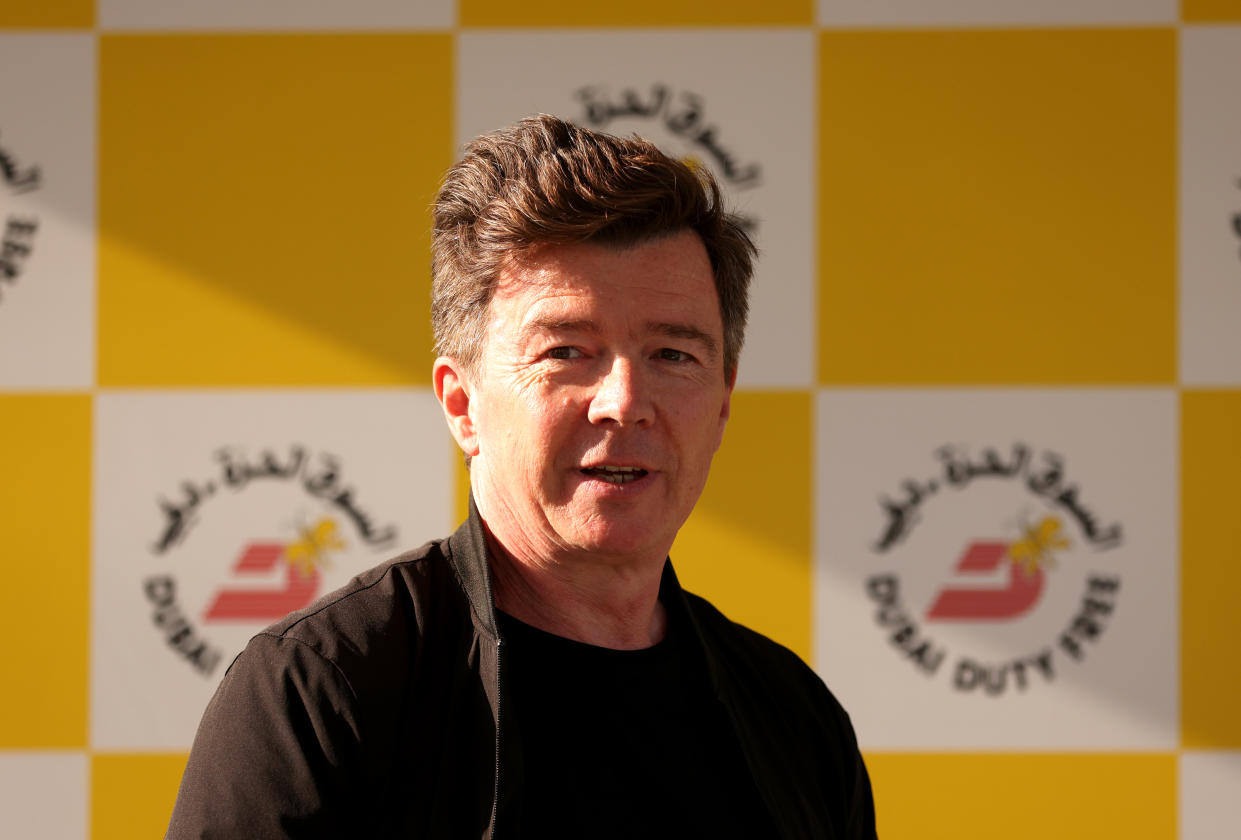 Rick Astley during Dubai Duty Free International Saturday at Newbury Racecourse, Newbury. Picture date: Saturday September 18, 2021. (Photo by Steven Paston/PA Images via Getty Images)