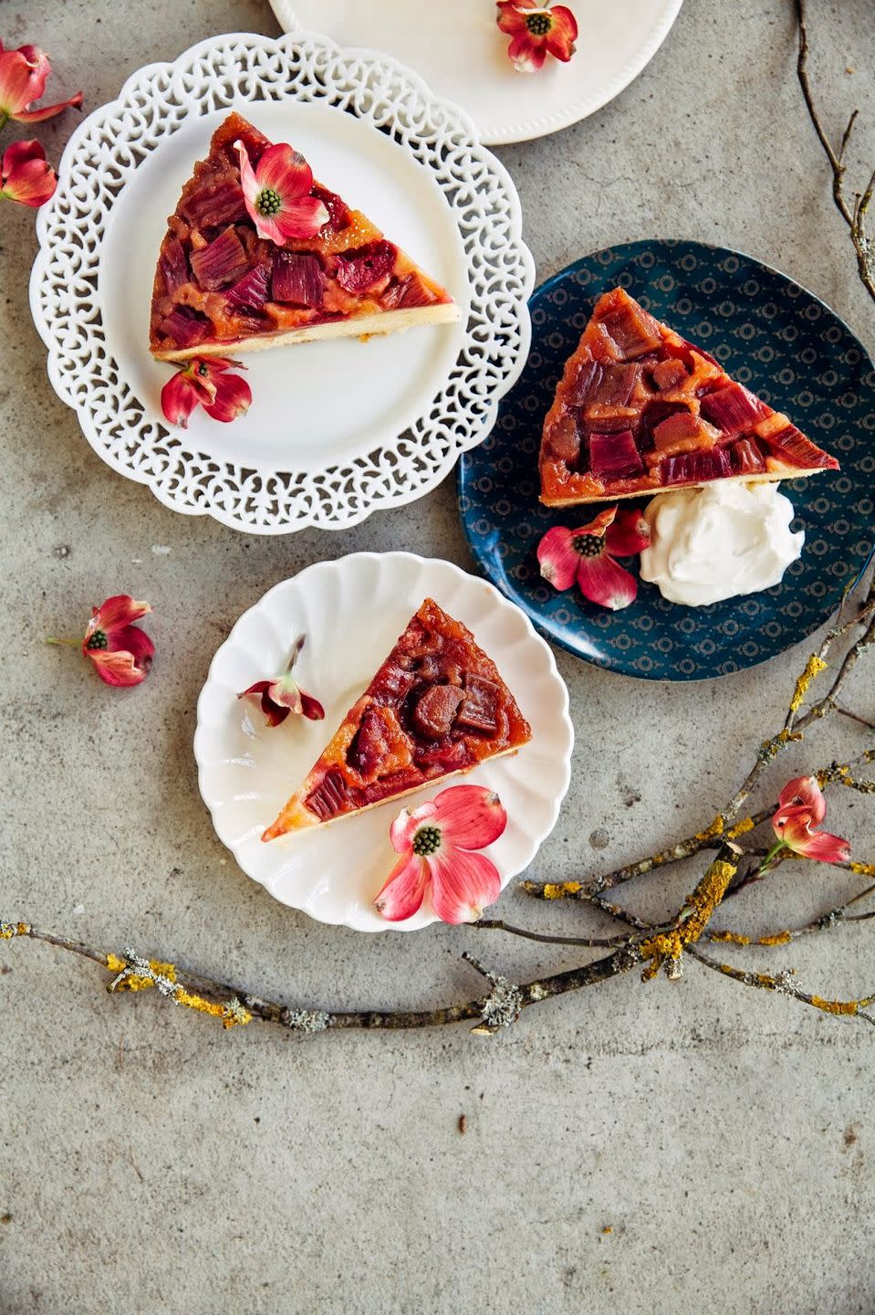 Rhubarb and Marzipan Upside Down Cake