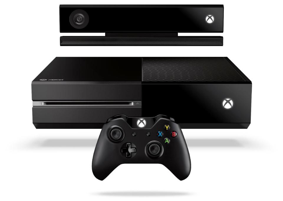 The Microsoft Xbox One entertainment system with Kinect motion controller (top), console and game controller (bottom)