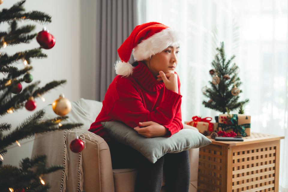 lonely woman at christmas 