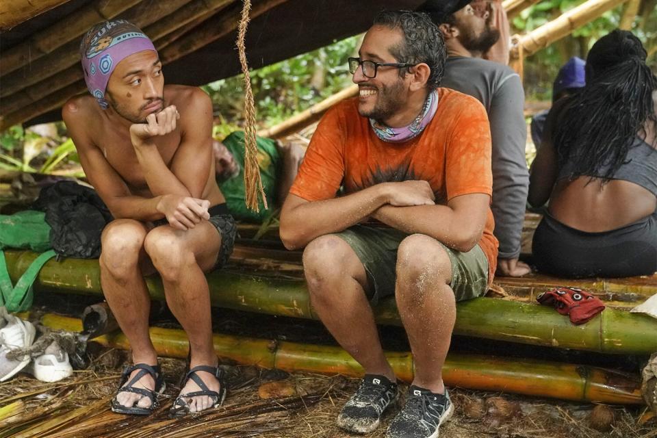“Tell a Good Lie, Not a Stupid Lie” – One castaway will land a win in the reward challenge, earning a chance to nurture social bonds during a pivotal moment in the game, on the CBS Original series SURVIVOR, Wednesday, May 4 (8:00-9:00 PM, ET/PT) on the CBS Television Network, and available to stream live and on demand on Paramount+. Pictured (L-R): Hai Giang and Omar Zaheer. Photo: Robert Voets/CBS Entertainment 2021 CBS Broadcasting, Inc. All Rights Reserved.