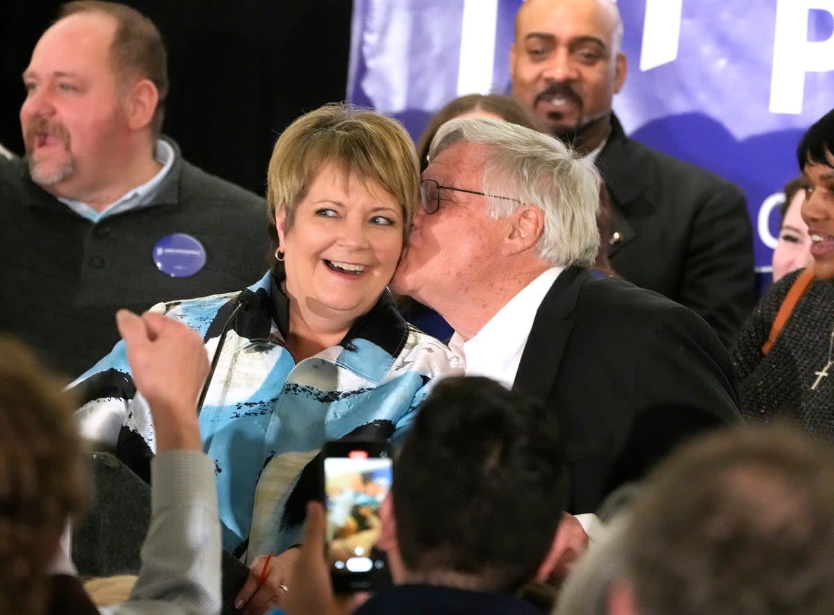 Janet Protasiewicz celebrates after her election win in Wisconsin  (The Milwaukee Journal Sentinel)