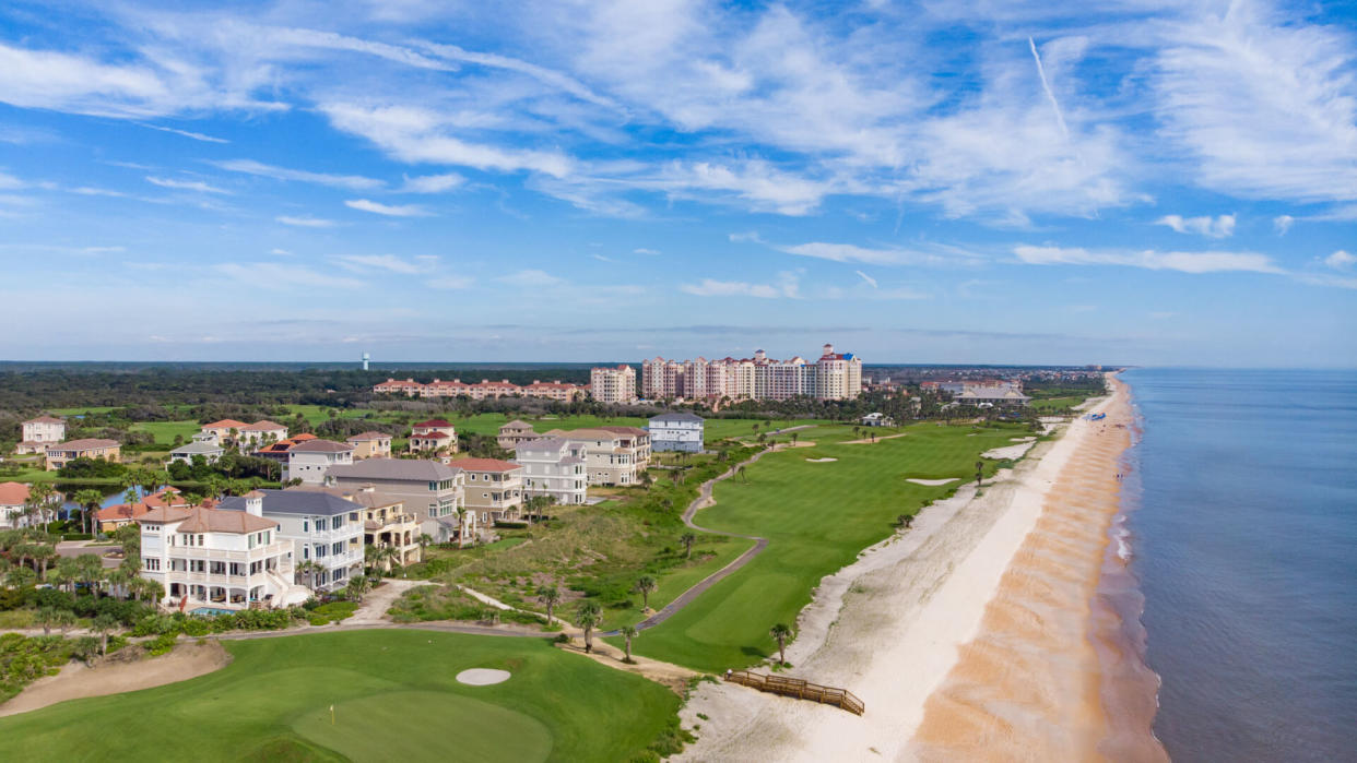 High angel view of beach at Palm Coast, Florida.