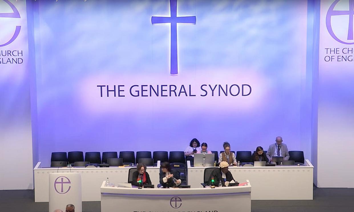 <span>The General Synod voted 216 to 191 in favour of proposal that could see trial services starting next year.</span><span>Photograph: General Synod/YouTube</span>