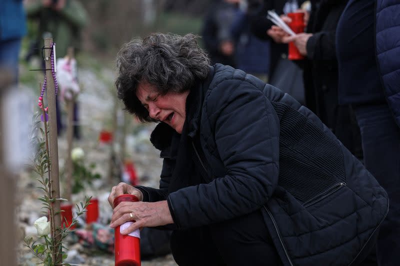 Memorial service at the crash site, to mark a year from Greece’s deadliest train crash, in Tempi