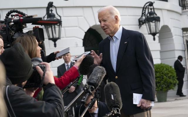 Joe Biden speaks to the media today - Chris Kleponis/CNP/Bloomberg