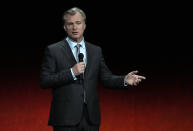 Christopher Nolan, director of the upcoming film "Oppenheimer," discusses the film during the Universal Pictures and Focus Features presentation at CinemaCon 2023, the official convention of the National Association of Theatre Owners (NATO) at Caesars Palace, Wednesday, April 26, 2023, in Las Vegas. (AP Photo/Chris Pizzello)