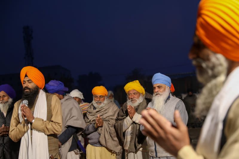 A protest against the newly passed farm bills, at Singhu border near Delhi