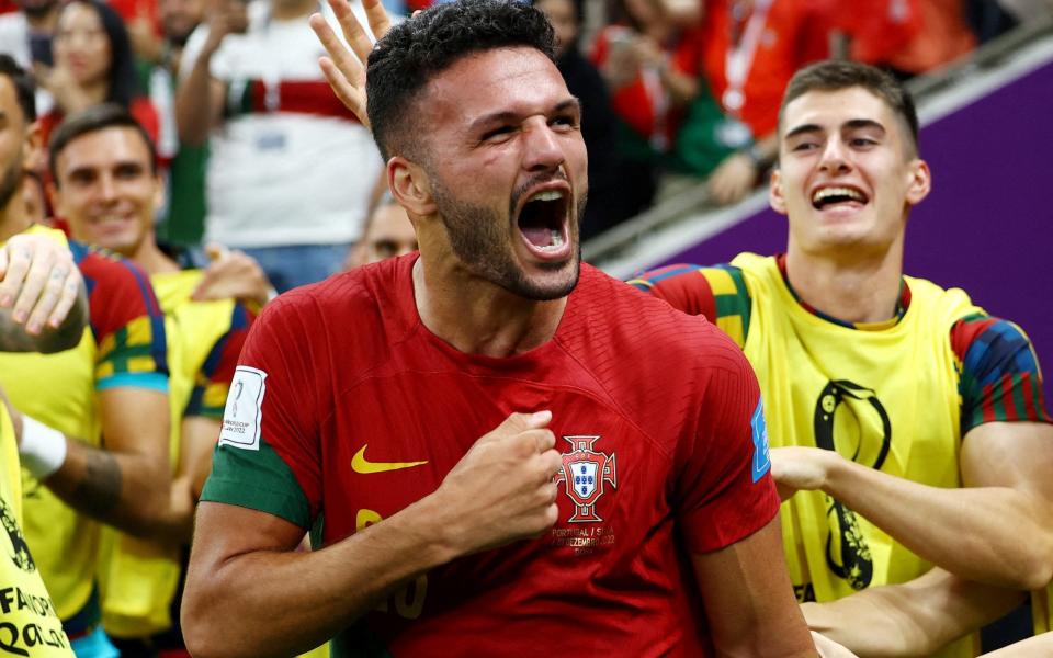 Portugal's Goncalo Ramos celebrates scoring their first goal - Portugal vs Morocco, World Cup 2022 quarter-final: Date, kick-off time and TV channel - Kai Pfaffenbach/Reuters