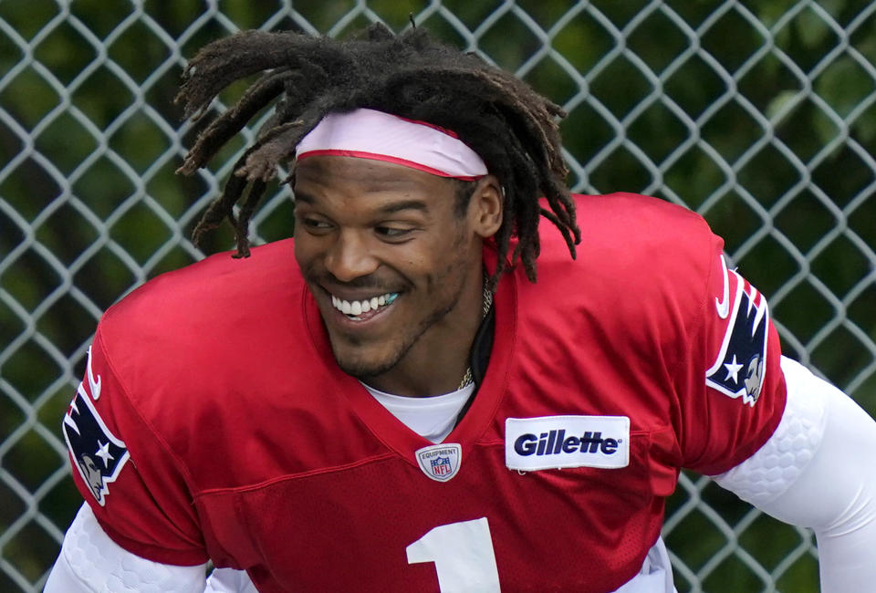 Entering Week 1, Cam Newton seems to be adapting well to the Patriot Way. (Photo by Steven Senne-Pool/Getty Images)