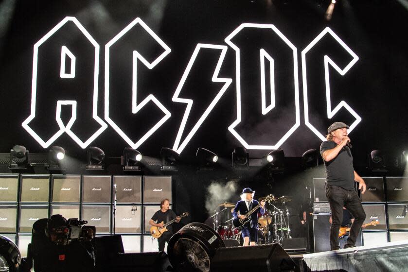 INDIO, CA - OCTOBER 7TH: [Lead singer Brian Johnson of ACDC performing live at Power Trip] on Saturday, October 7th, 2023 in Indio, CA. (David Vassalli / For The Times)