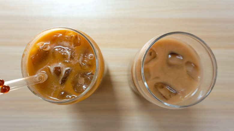 Two iced coffees
