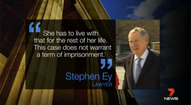 Her lawyer made the following statment in court. Source: 7 News.