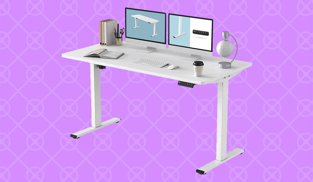 The Flexispot EN1 standing desk, shown here in white.