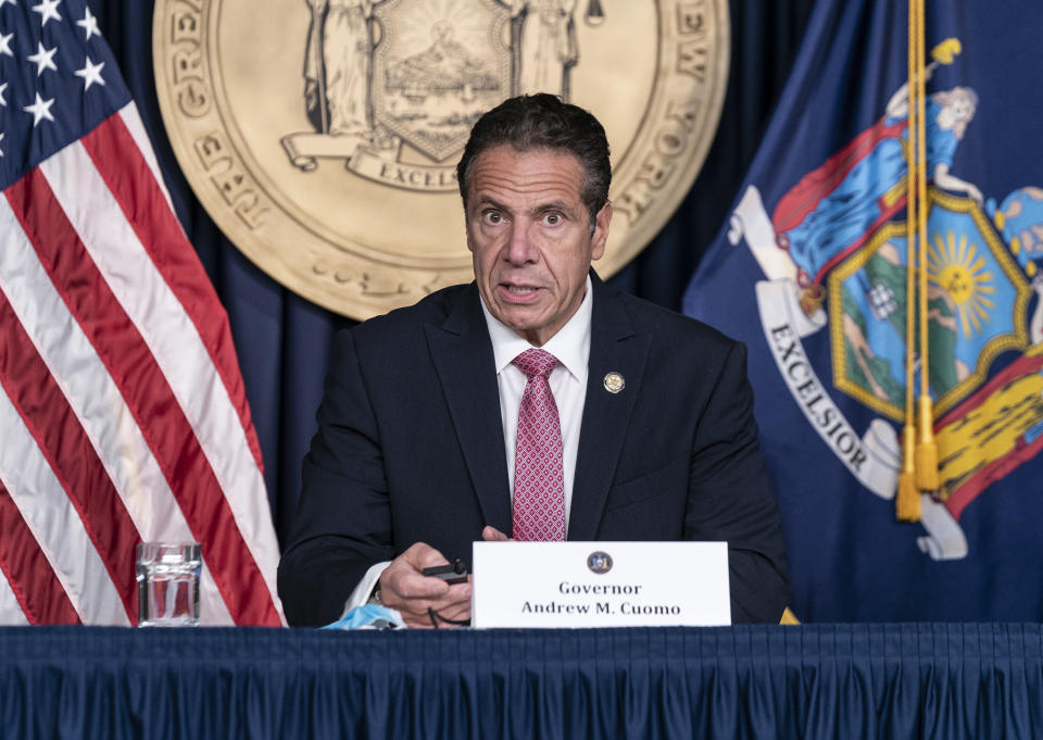New York Gov. Andrew Cuomo (D) earned fame for his press conferences on the coronavirus. He is resisting calls to raise taxes on the rich to fill a budget gap the pandemic caused. (Photo: Lev Radin/Pacific Press/LightRocket/Getty Images)