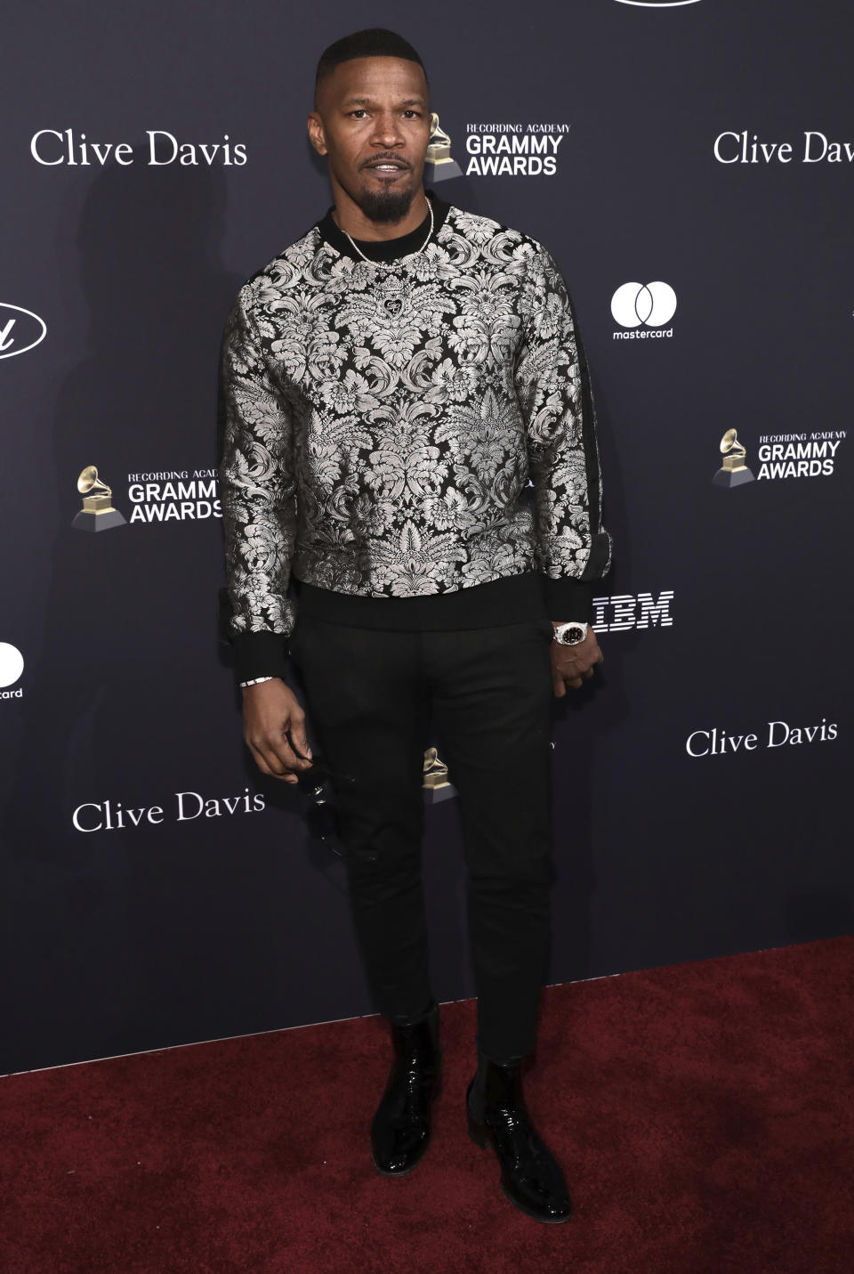 Jamie Foxx arrives at the Pre-Grammy Gala And Salute To Industry Icons at the Beverly Hilton Hotel on Saturday, Jan. 25, 2020, in Beverly Hills, Calif. (Photo by Mark Von Holden/Invision/AP)