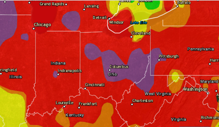 Air quality in central Ohio is considered very unhealthy Thursday, June 29.