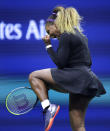 Serena Williams, of the United States, reacts after winning a point against Caty McNally, of the United States, during the second round of the U.S. Open tennis tournament in New York, Wednesday, Aug. 28, 2019. (AP Photo/Charles Krupa)
