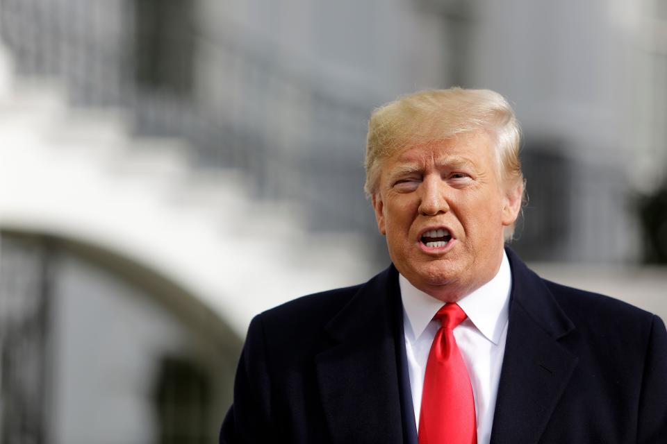 President Donald Trump talks to the media on the South Lawn of the White House on November 20, 2019. (Photo: JOSHUA LOTT via Getty Images)