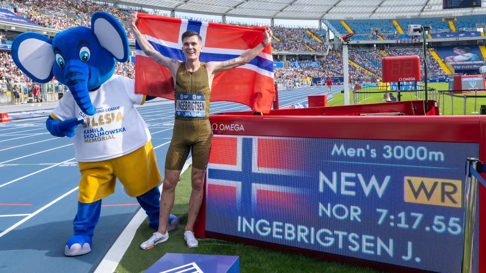 Ingebrigtsen knocked more than three seconds off the world record. - Andrzej Iwanczuk/NurPhoto/Getty Images