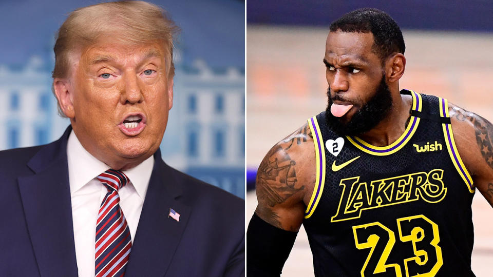 Pictured here, former US president Donald Trump and NBA star LeBron James.