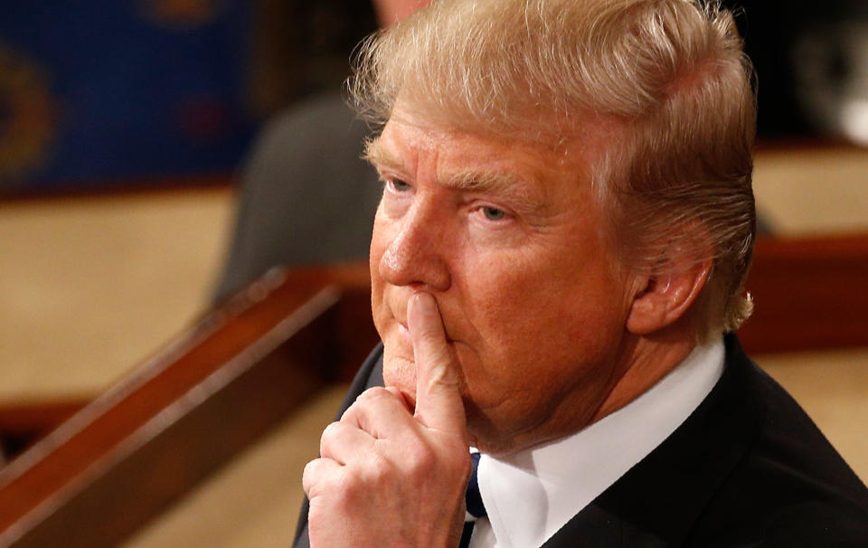 <p>President Trump Addresses Joint Session of Congress – Washington, U.S. – 28/02/17 – U.S. President Donald Trump addresses Congress. (Kevin Lamarque/Reuters) </p>