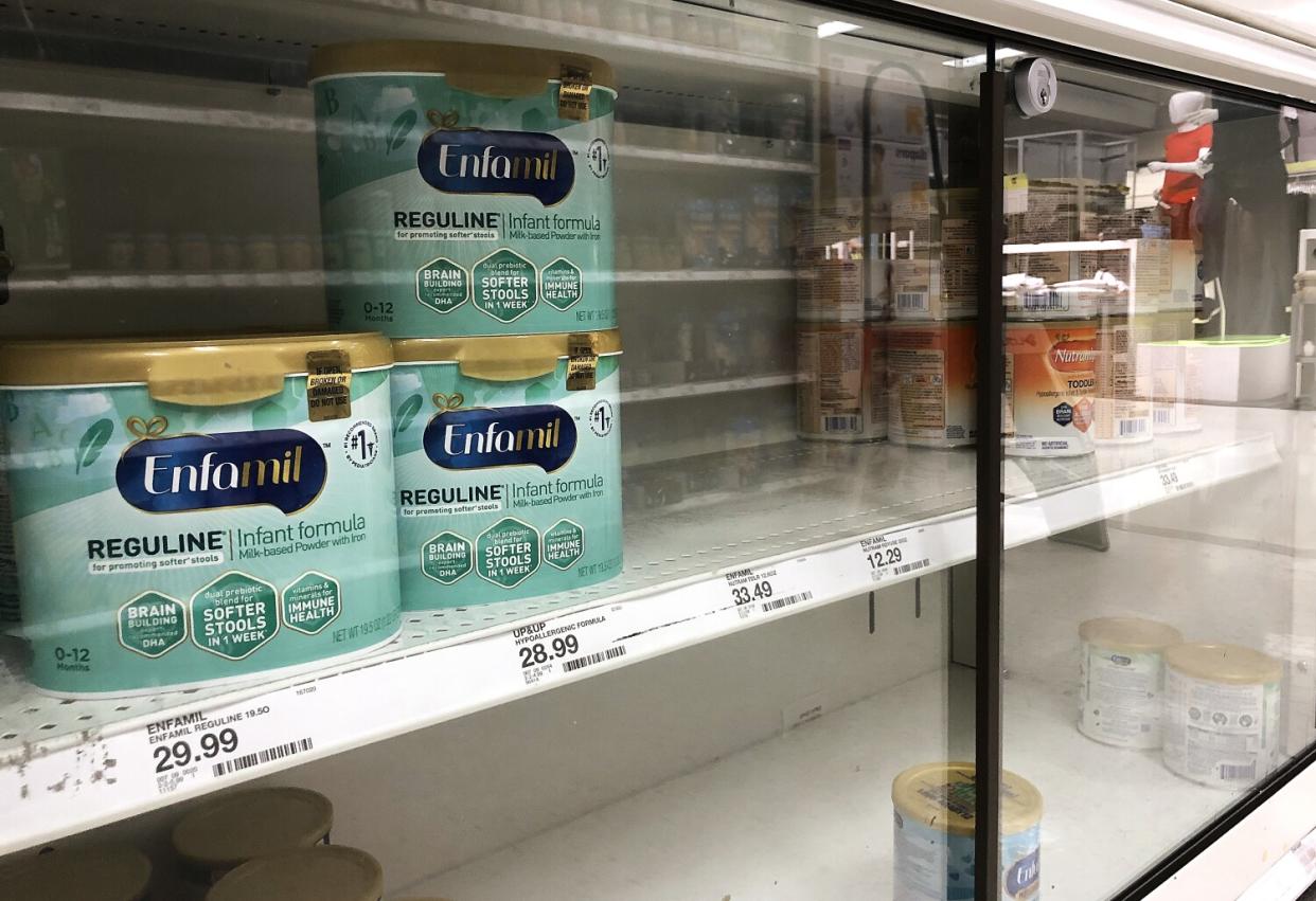 Baby formula on a store shelf