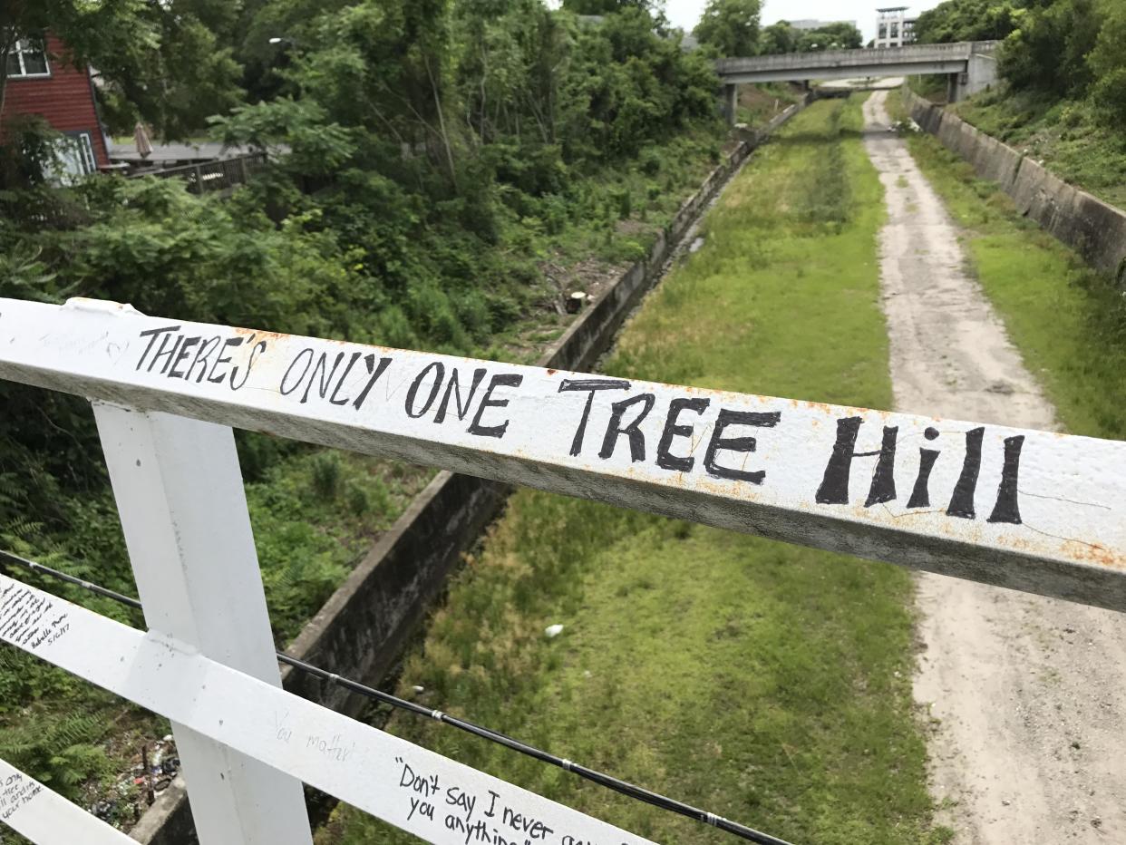 For years, messages have been left by "One Tree Hill" fans on the Harry Forden Sixth Street Bridge, which was featured on the locally shot show.