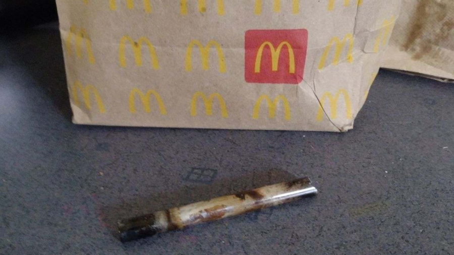 Alleged "crack pipe" that was found in a McDonald's bag in Columbus.