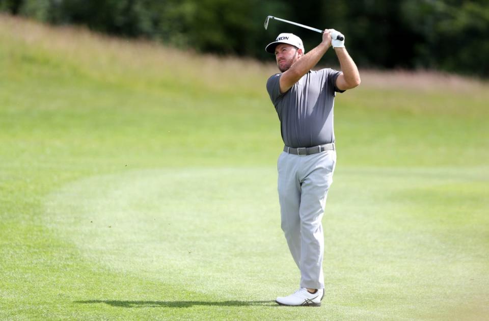 Graeme McDowell plays a shot on the 13th during day three of the LIV Golf Invitational Series at the Centurion Club (Kieran Cleeves/PA) (PA Wire)