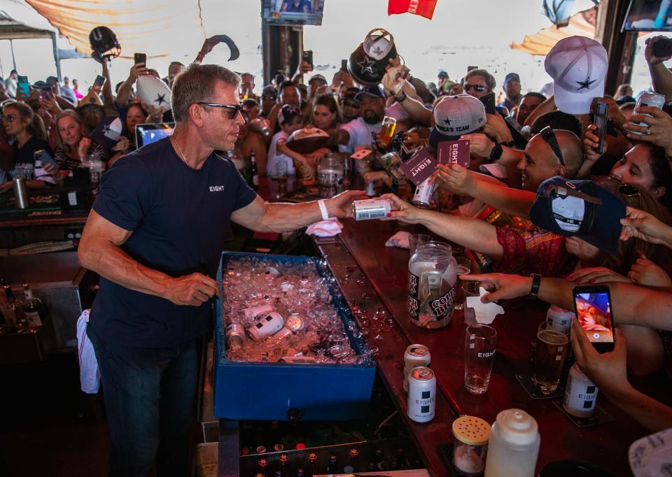 Troy Aikman visited three bars in Corpus Christi, Texas, in May to promote his new beer.