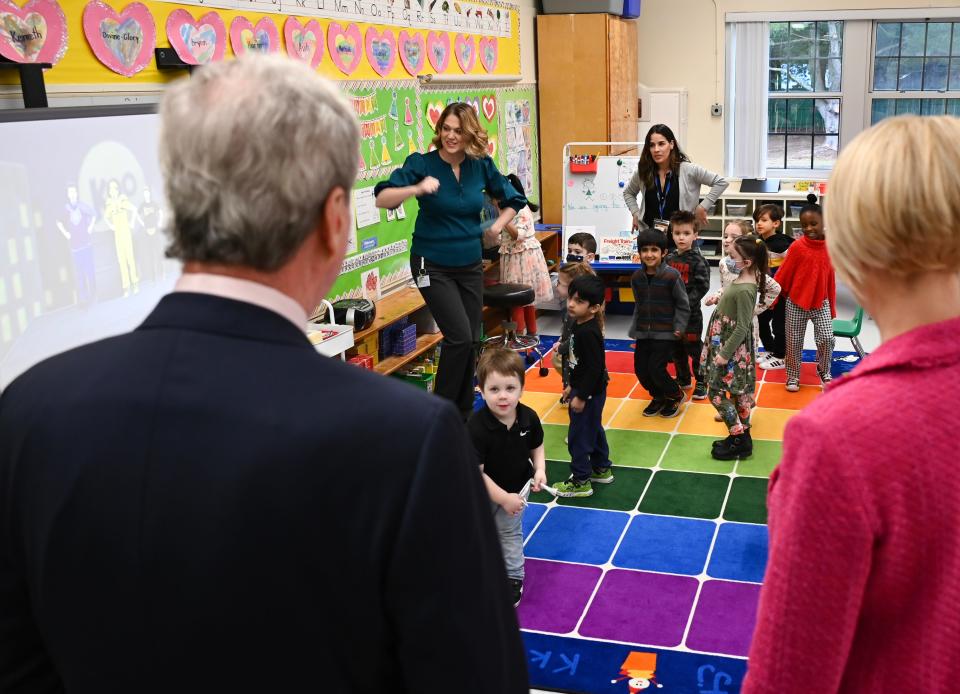 Gov. Phil Murphy stopped by two new full-day Pre-K classrooms at Brooks Crossing Elementary School at Deans in South Brunswick on his way to announce the availability of $120 million in grants for preschool facility expansion. He also highlighted funding recently received by 16 school districts to establish or grow their preschool programming.