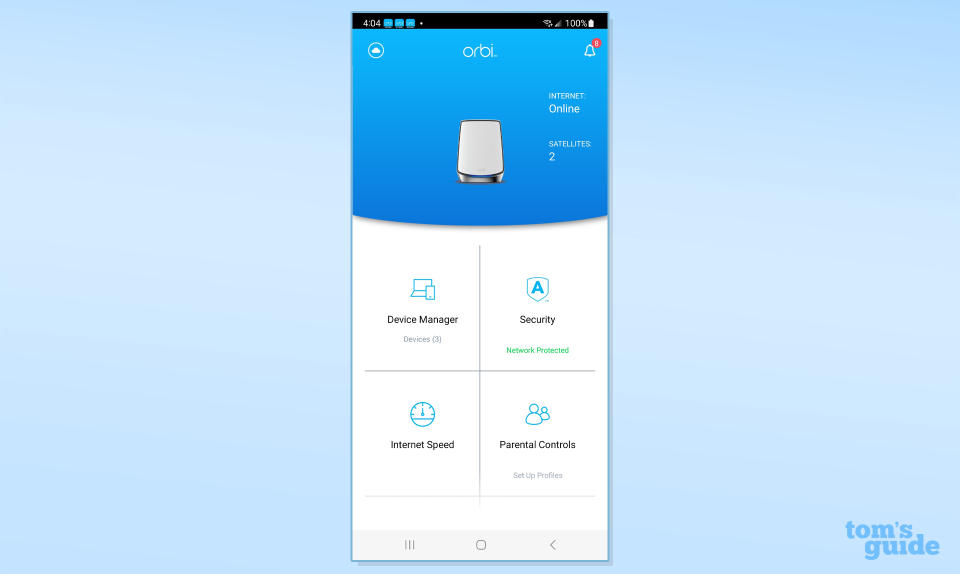 Orbi RBK863SB app screen shot