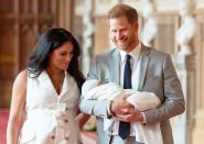 The <a href="https://people.com/royals/meghan-markle-prince-harry-royal-baby-photo/" rel="nofollow noopener" target="_blank" data-ylk="slk:royal couple debuted their newborn son;elm:context_link;itc:0;sec:content-canvas" class="link ">royal couple debuted their newborn son</a> at <a href="https://people.com/royals/prince-harry-meghan-markle-royal-wedding-reception/" rel="nofollow noopener" target="_blank" data-ylk="slk:St. George's Hall in Windsor Castle;elm:context_link;itc:0;sec:content-canvas" class="link ">St. George's Hall in Windsor Castle</a> — a fitting spot, as that’s exactly where they had their royal wedding reception one year prior.