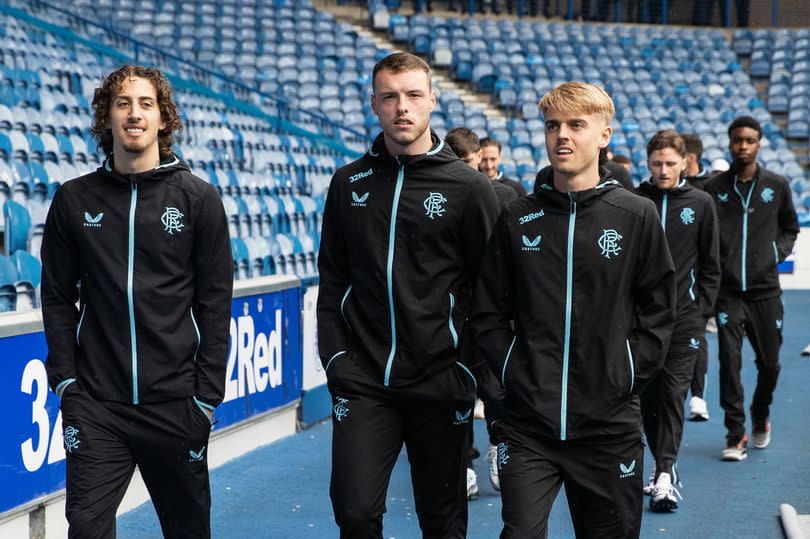 Rangers players arrive at Ibrox