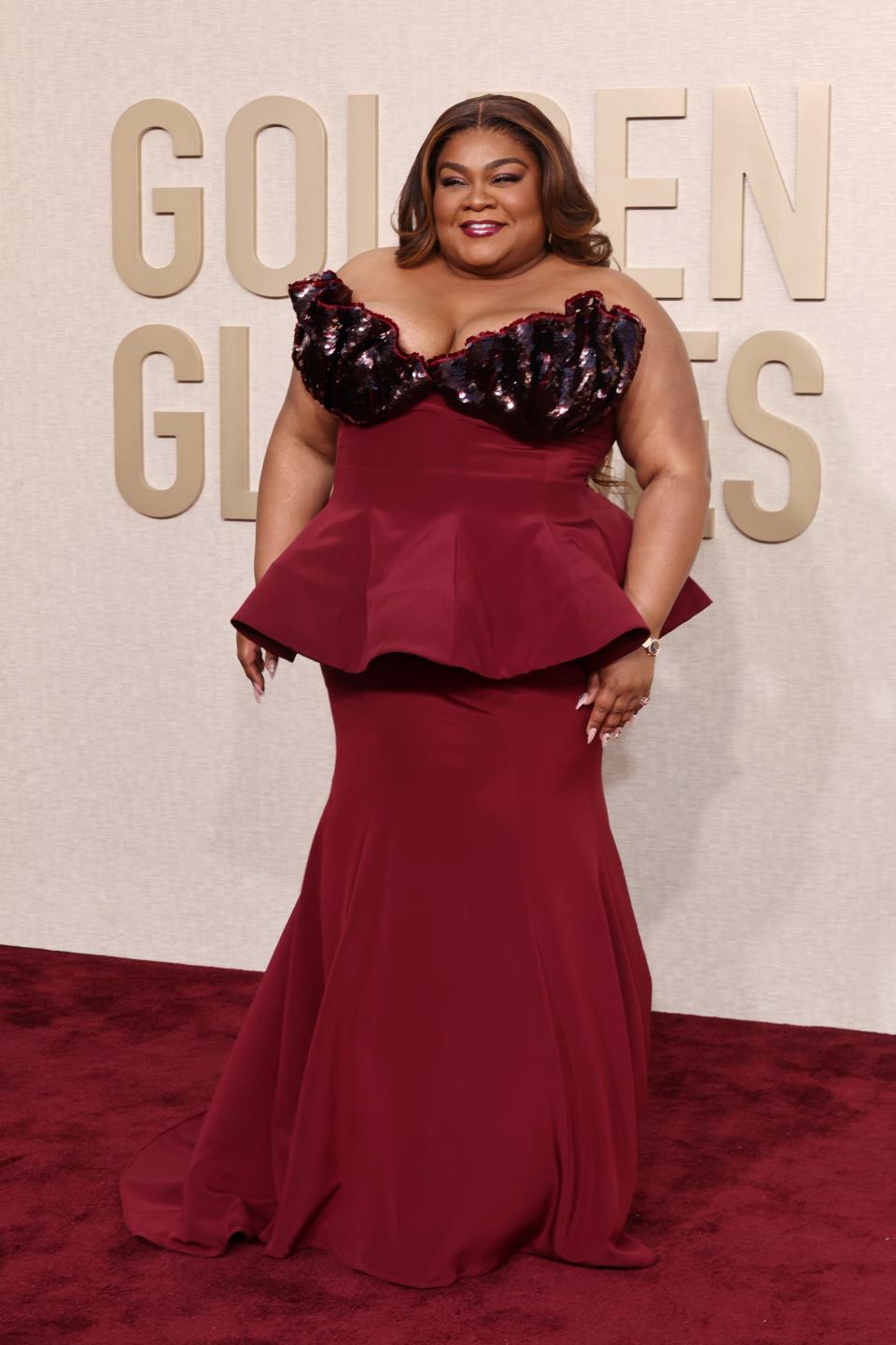 Da'Vine Joy Randolph attends the 2024 Golden Globes.