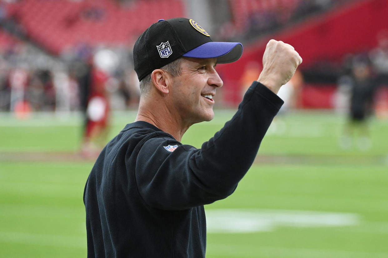 John Harbaugh is Nate Tice's midseason NFL Coach of the Year. Congrats, coach! (Photo by Norm Hall/Getty Images)