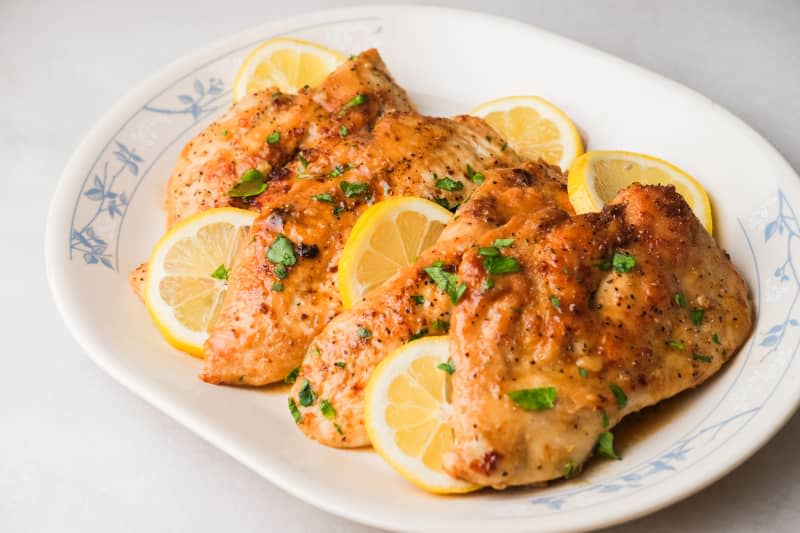 Katie Couric's Lemon Chicken on a plate