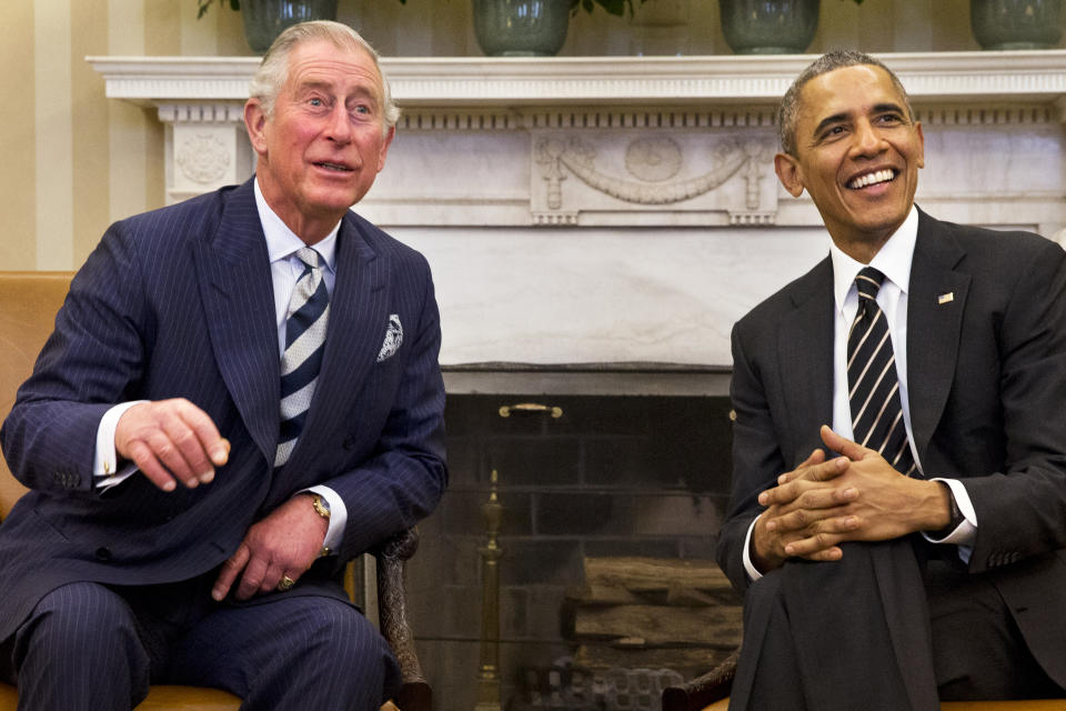 FILE - President Barack Obama meets with Britain's Prince Charles, March 19, 2015, in the Oval Office of the White House in Washington. (AP Photo/Jacquelyn Martin, File)