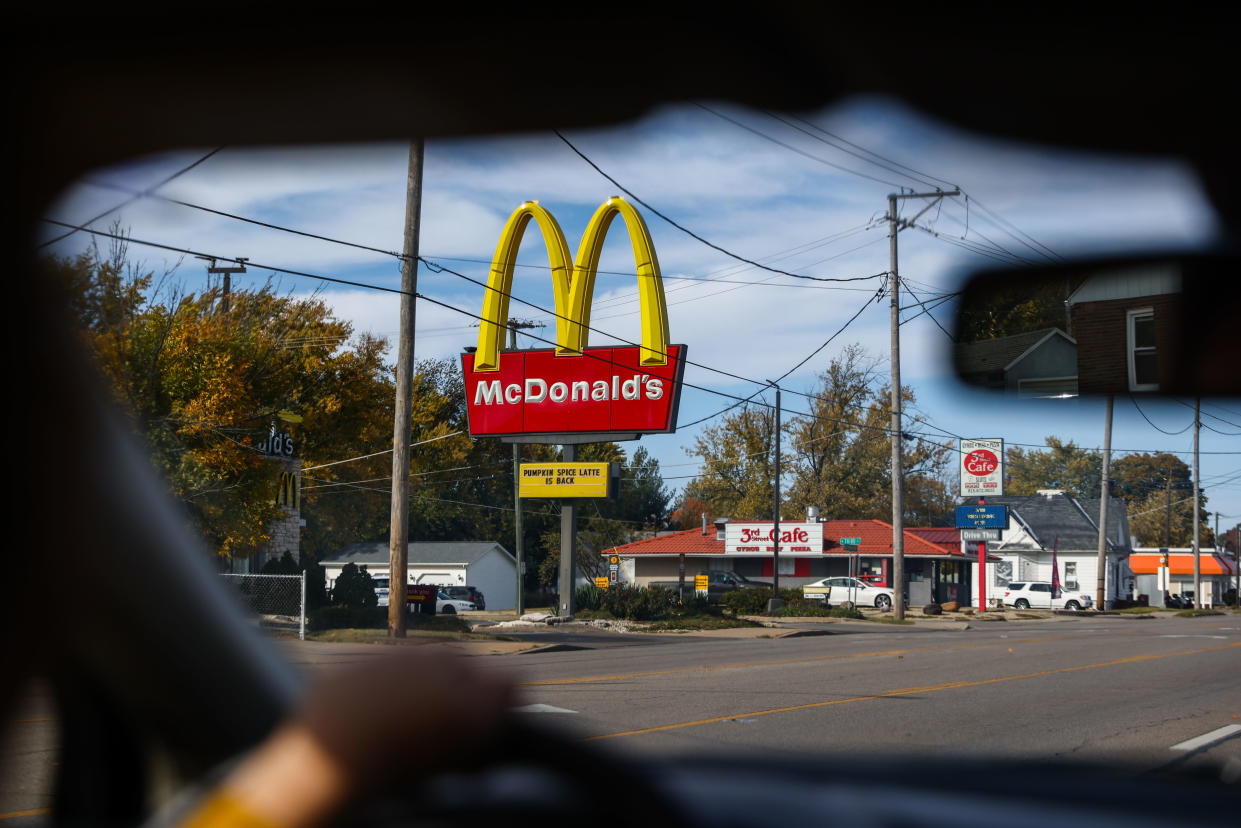 McDonald's restaurant sign is seen in Streator, Illinois, United States, on October 15, 2022. (Photo by Beata Zawrzel/NurPhoto via Getty Images)