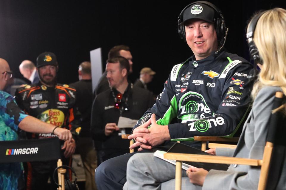 Kyle Busch talks with Nascar Digital, Wednesday February 14, 2024 during Daytona 500 Media Day at Daytona International Speedway