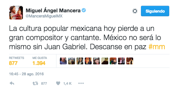 Miguel Ángel Mancera, jefe de gobierno de la Ciudad de México / Imagen tomada de Twitter