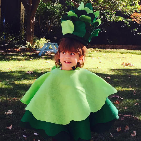 Lettuce know if you dig Molly Sims’s eldest child, son Brooks, and his healthy costume. (Instagram)