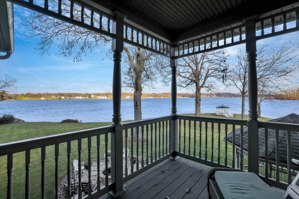 A second-floor balcony in a home listed for $3.5 million offers expansive views of Buckeye Lake.