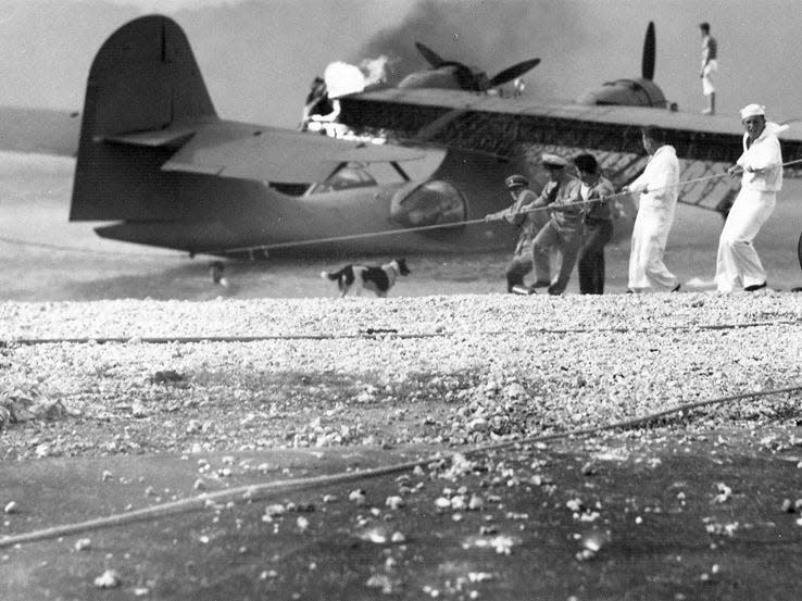 pearl harbor, december 7, 1941, sailors at naval air station