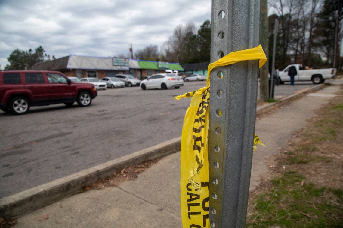 The scene outside Supreme Sweepstakes on Rock Quarry Road in Raleigh Tuesday morning, Jan. 17 2023 where a person died while in police custody.